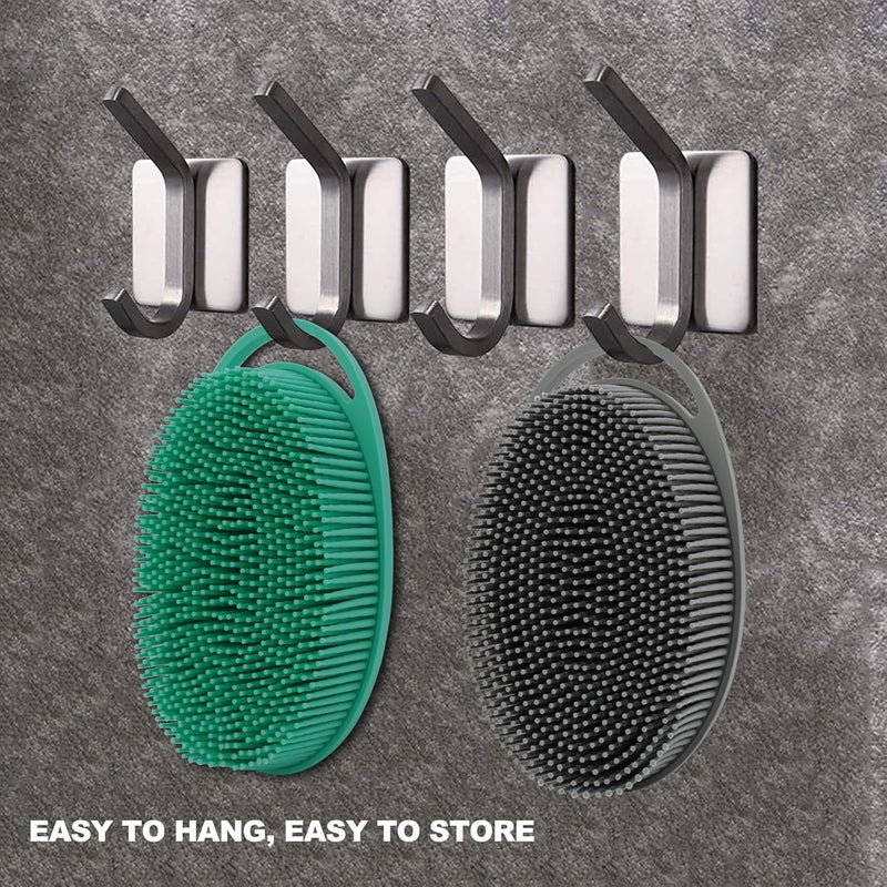 HAYSNA 2 Pack Silicone Body Scrubber, Loofah Double-Sided Body Brush,Shower Scrubber and Scalp Massager Shampoo Brush for Sensitive Kids Women Men All Kinds of Skin (Green & Gray) - Image 5